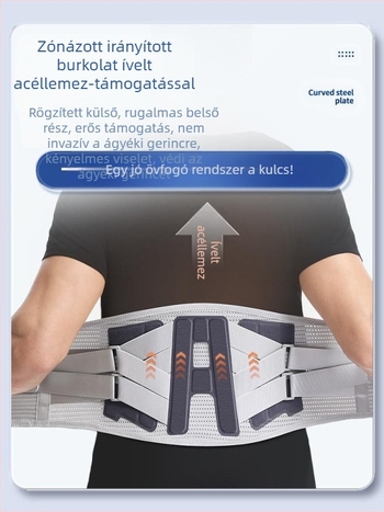 Új, melegen préselt öves deréklemez rögzített ágyéki izommelegítő derékfájdalom-acéllemez-támasztás lélegző derék férfiaknak és nőknek