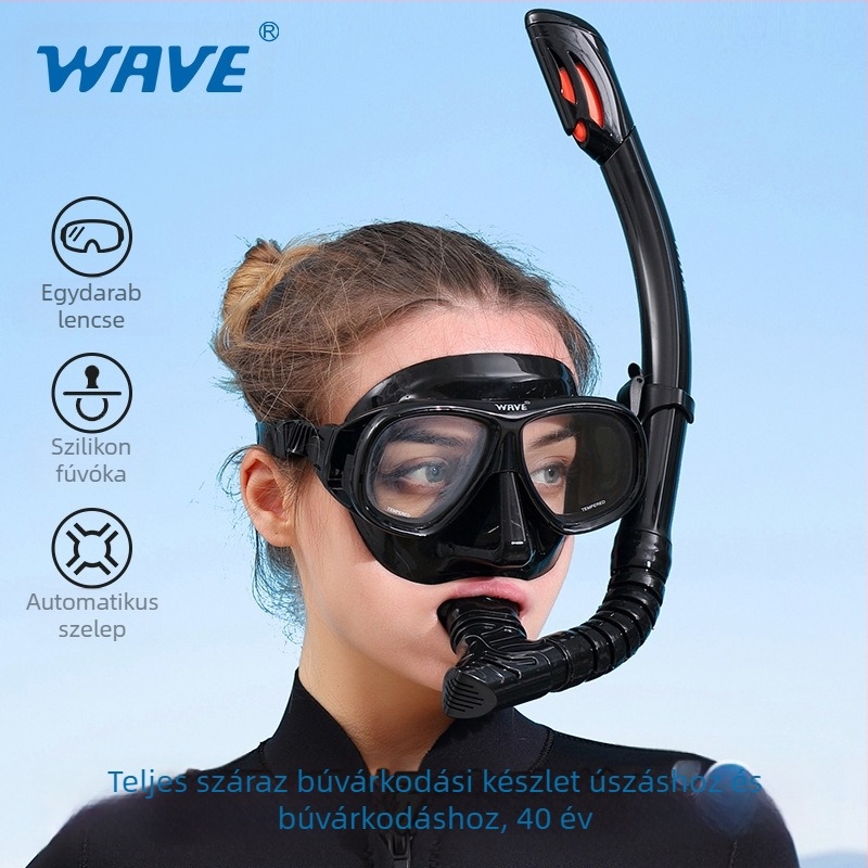 hullám professzionális snorkeling kétrészes szilikon teljesen száraz légzőcső nagy kerettel fokozatokkal búvárszemüveg