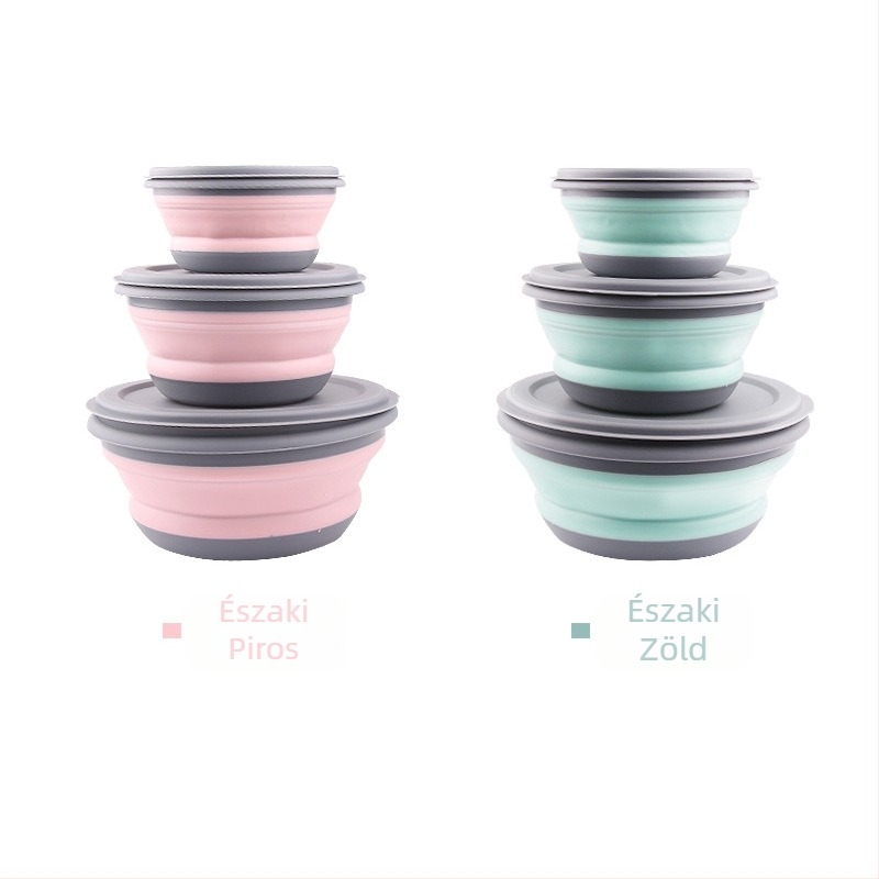 Holt mágus összecsukható tálkészlet kültéri utazó táltároló három tál gyermek tál ebéddoboz készlet összecsukható tál