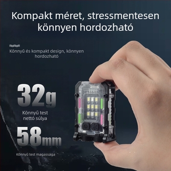 Határokon átnyúló kulcstartó lámpa kültéri kettős fényforrású erős fényű mini zseblámpa kalapcsipesz lámpa önvédelmi munkához piros és kék figyelmeztető lámpa