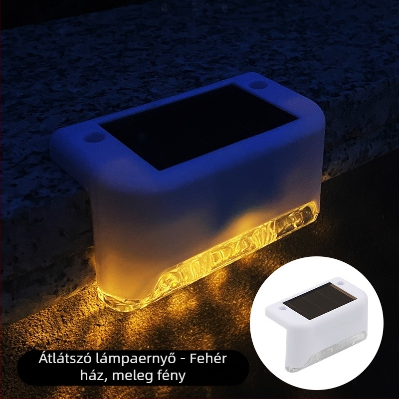 Napelemes kültéri kerti lámpa otthoni kerti elrendezés vízálló lépcsőlámpa kerítés korlát világítás dekoratív lámpa