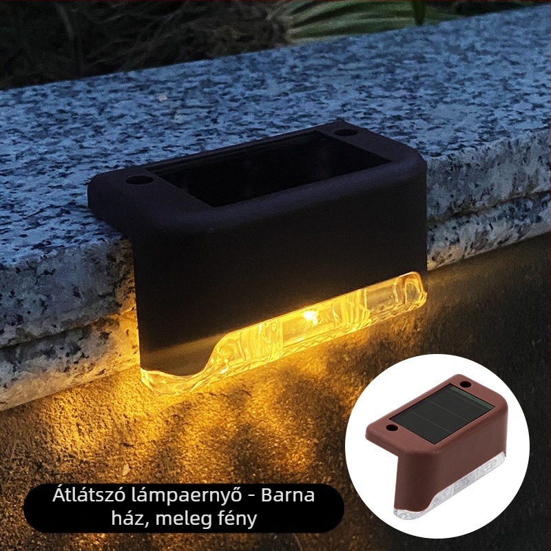 Napelemes kültéri kerti lámpa otthoni kerti elrendezés vízálló lépcsőlámpa kerítés korlát világítás dekoratív lámpa