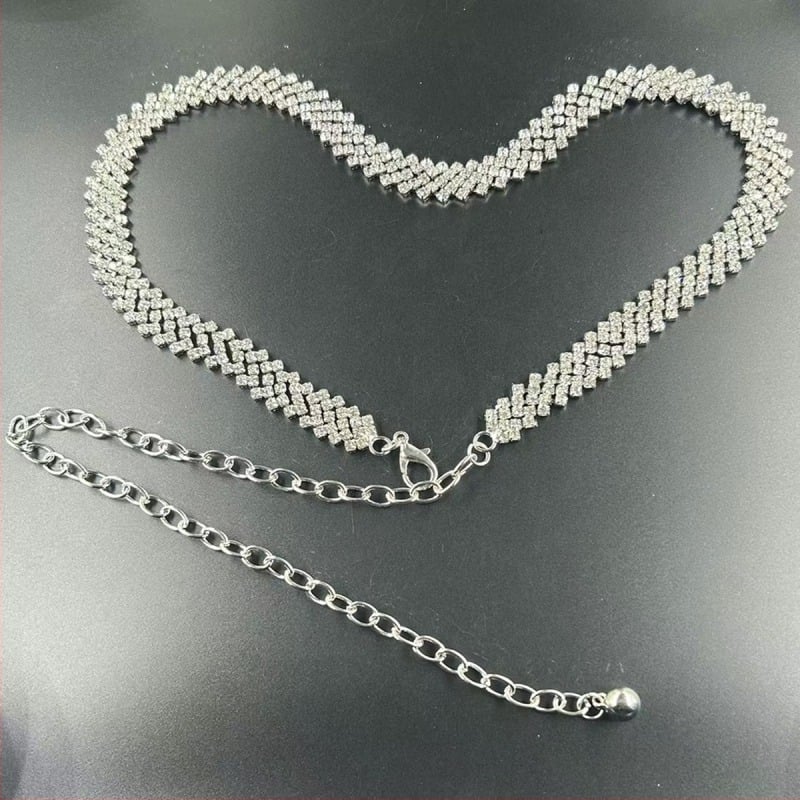 Határokon átnyúló európai és amerikai női öv, női hétköznapi dekorációs fémlánc, vékony deréklánc, strasszokkal berakott fúróöv szoknyával