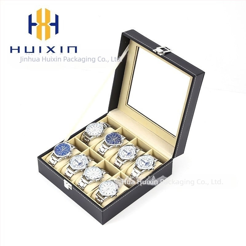 Óradoboz nagykereskedelem, csúcskategóriás óratároló ékszerdoboz, kész bőr óra, átlátszó ablakos tárolódoboz