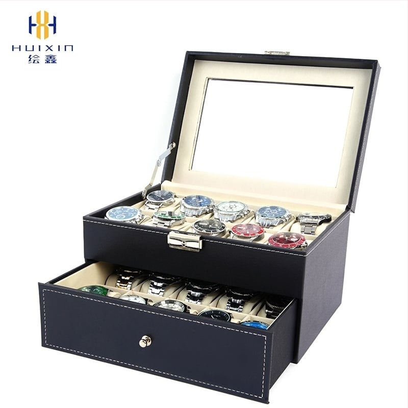 Óradoboz nagykereskedelem, csúcskategóriás óratároló ékszerdoboz, kész bőr óra, átlátszó ablakos tárolódoboz