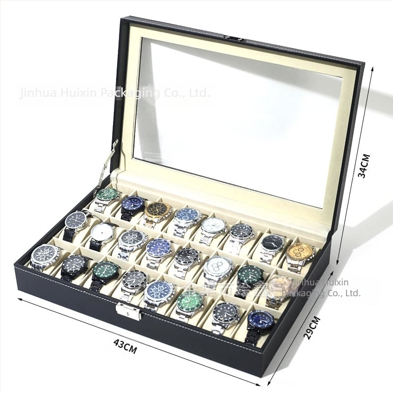 Óradoboz nagykereskedelem, csúcskategóriás óratároló ékszerdoboz, kész bőr óra, átlátszó ablakos tárolódoboz