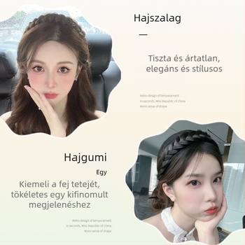 Halszálkás fonott paróka hajkarika női megemelt koponyatető koronghaj műtárgy internetes híresség kézzel készített csavart fonott hajkarika integrált