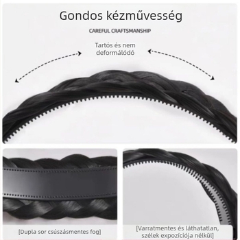 Halszálkás fonott paróka hajkarika női megemelt koponyatető koronghaj műtárgy internetes híresség kézzel készített csavart fonott hajkarika integrált