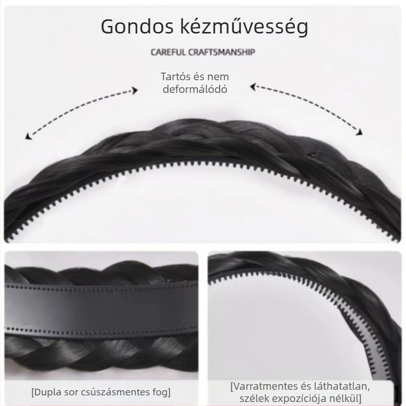 Halszálkás fonott paróka hajkarika női megemelt koponyatető koronghaj műtárgy internetes híresség kézzel készített csavart fonott hajkarika integrált