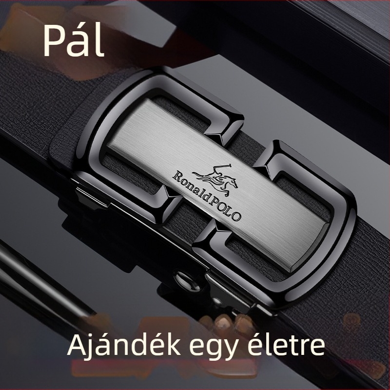 Platinum Paul öv, férfi valódi bőr, automata csattal, üzleti, hétköznapi, luxus marhabőr öv, új férfi öv