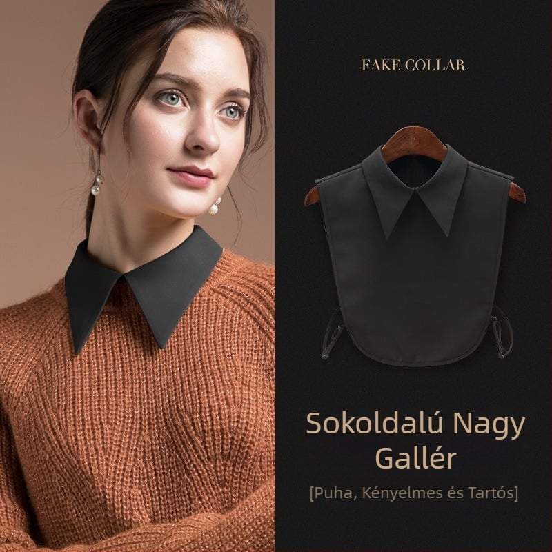 Őszi és téli díszes V-nyakú ing, hamisgalléros női fehér egyszerű multifunkcionális alaping, gyűrődésmentes hamisgallérral