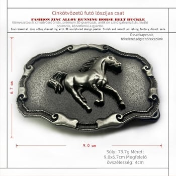BULLZINE cinkötvözetből készült paripa övcsat 03755-3 retró casual western farmer övcsat