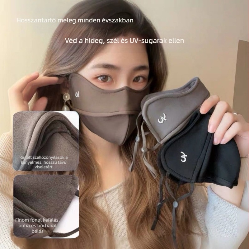 Őszi és téli vastagított polárbélésű maszk szélálló hideg légáteresztő 5D háromdimenziós szemvédelem halszálkamintás férfi és női mosható maszk