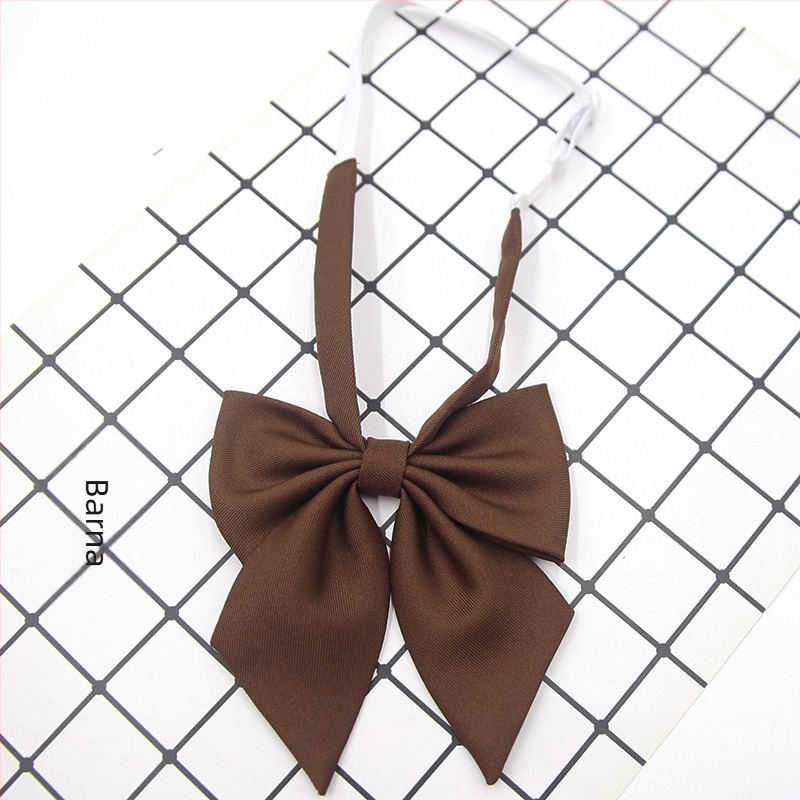 Raktáron lévő japán junior iskolai stílusú egyszínű masni, fekete hegyes tollgallér virág, átlós barna gallér virág gyerekeknek