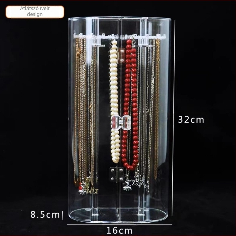 Nyaklánc, karkötő, asztali tárolódoboz, átlátszó akasztós ékszertároló doboz, porálló nyaklánc-kiállító polc