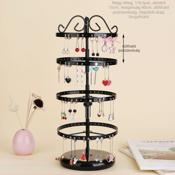 Asztali függő fülbevaló állvány fülbevaló tároló állvány fésülködőasztal tároló állvány előszobai kézműves levehető ékszertartó állvány