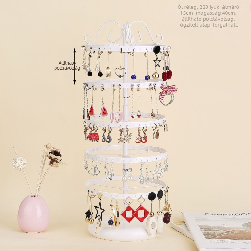 Asztali függő fülbevaló állvány fülbevaló tároló állvány fésülködőasztal tároló állvány előszobai kézműves levehető ékszertartó állvány