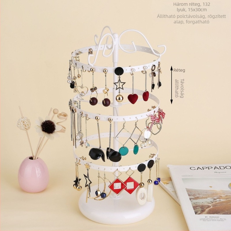 Asztali függő fülbevaló állvány fülbevaló tároló állvány fésülködőasztal tároló állvány előszobai kézműves levehető ékszertartó állvány