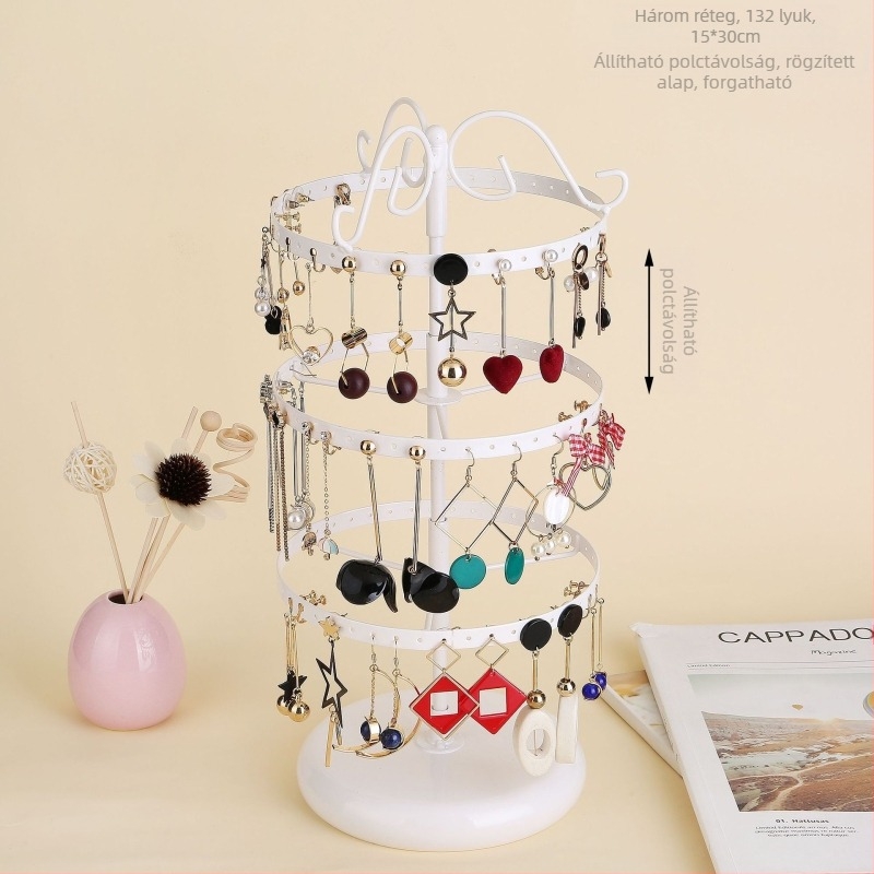Asztali függő fülbevaló állvány fülbevaló tároló állvány fésülködőasztal tároló állvány előszobai kézműves levehető ékszertartó állvány