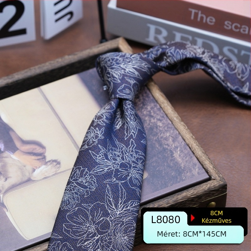 Férfi ruha, nyakkendő, koreai stílusú, brit, hongkongi stílusú, úriember, retró, 8 cm-es kézi nyakkendő, üzleti, diák, munkahelyi, divatos, professzionális viselet