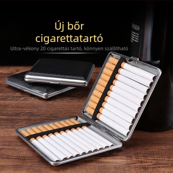 Raktáron Bőr Cigarettatartó 20 db-os Részben Pántos Férfi Cigaretta Tároló Doboz Külön Szélálló Cigarettatartó
