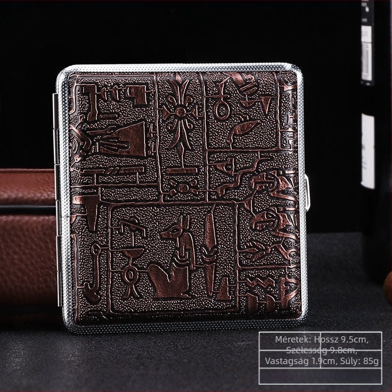 Raktáron Bőr Cigarettatartó 20 db-os Részben Pántos Férfi Cigaretta Tároló Doboz Külön Szélálló Cigarettatartó