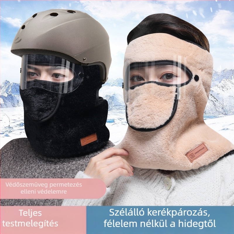 Téli új, hidegálló, melegen tartó teljes arcmaszk férfi és női lovagló sapka, nyakvédő elektromos autó motorkerékpár fejfedőhöz