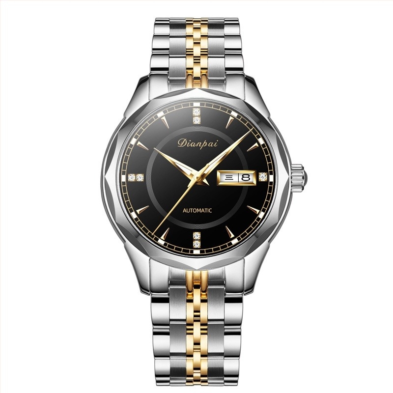 Dianpai mechanikus karóra, teljesen automata, kettős naptáras, világító, vízálló férfi karóra