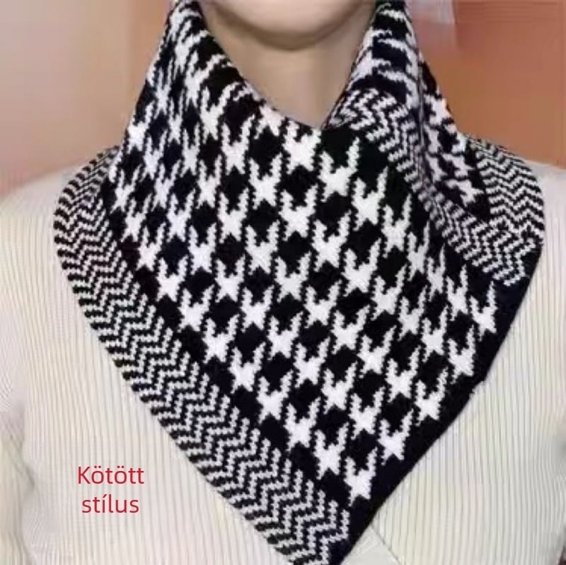 Őszi és téli kötött sál, meleg nyakvédő, hamis gallér, praktikus pulóveres nyakszett, lusta sál, unisex háromszög alakú törölköző