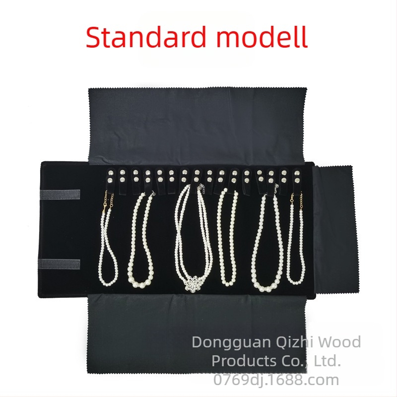 Ékszer nyaklánc tároló tekercses táska, hordozható nyaklánc kijelző gyűjtőtáska, ékszer összecsukható flanel táska