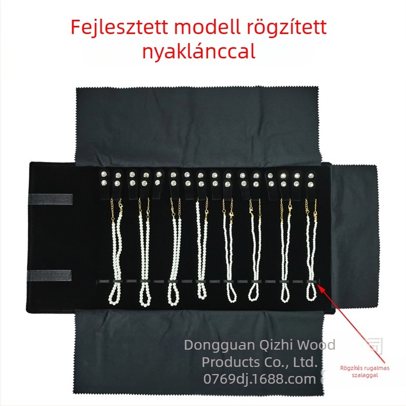 Ékszer nyaklánc tároló tekercses táska, hordozható nyaklánc kijelző gyűjtőtáska, ékszer összecsukható flanel táska