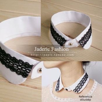 AliExpress generációs hajbedobásos fekete csipke pamut fehér kis kerek nyakú hamis nyakörv 21g