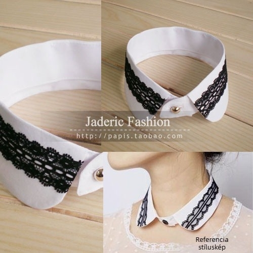 AliExpress generációs hajbedobásos fekete csipke pamut fehér kis kerek nyakú hamis nyakörv 21g