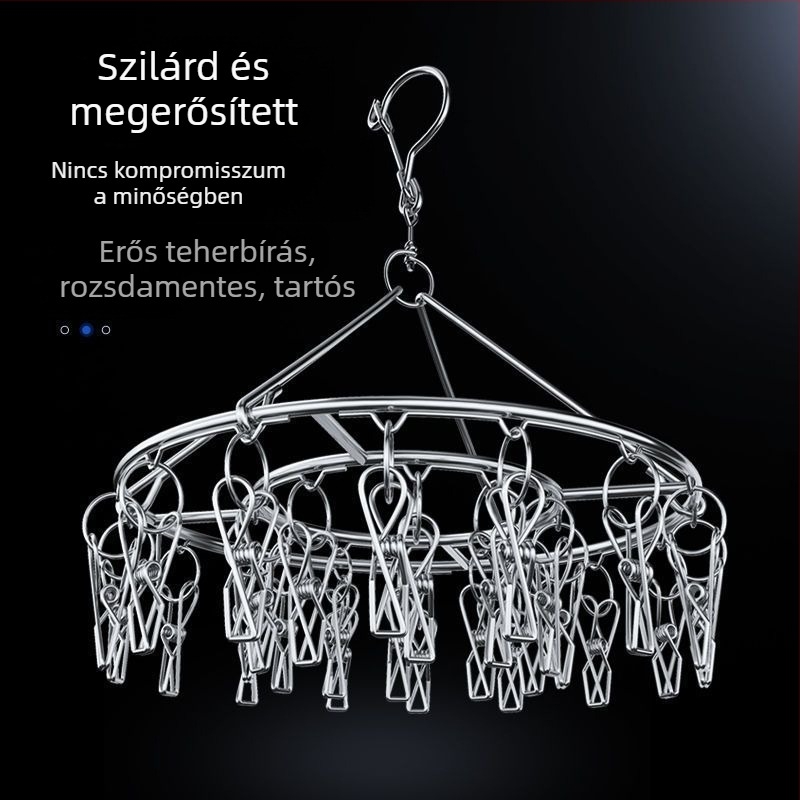 Rozsdamentes acél szárítóállvány, többkapcsos belső akasztó, háztartási szárítóállvány, zoknitartó, kollégiumi szárítózokni, tárolózokni