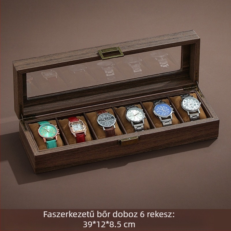 Vintage faerezetes bőr óratároló doboz Többórás doboz, csúcskategóriás karóra, mechanikus óra ékszerdoboz, otthoni nagy kapacitású