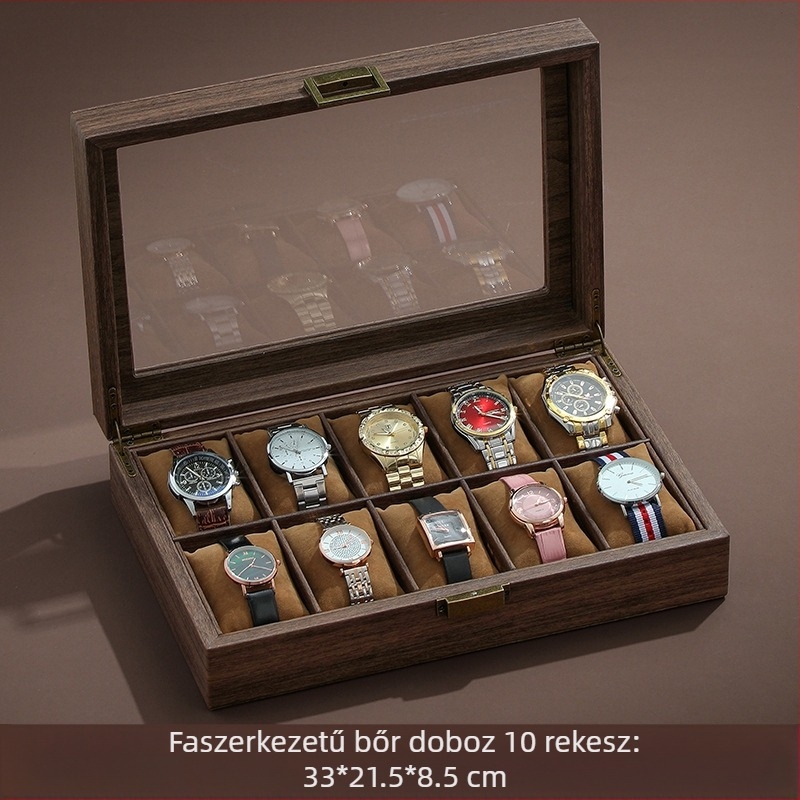 Vintage faerezetes bőr óratároló doboz Többórás doboz, csúcskategóriás karóra, mechanikus óra ékszerdoboz, otthoni nagy kapacitású