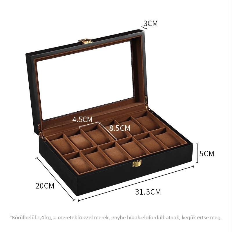 Határokon átnyúló új ékszerdoboz raktáron nagykereskedelmi fekete matt festékkel ellátott óratároló doboz, fából készült multifunkcionális ékszerdoboz
