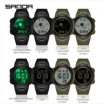 Férfi tinédzser divatos, vízálló elektronikus karóra, multifunkcionális, világító ébresztőóra, 2024-es új sporttrend