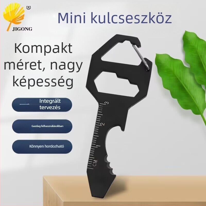 Rozsdamentes acél medál kültéri mini kulcstartó eszköz mérési javítás nyitott üveg vágott kötél 24 az 1-ben kulcstartó csavarkulcs