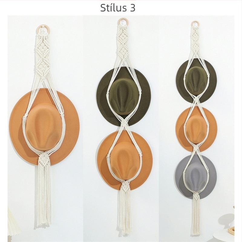 Határokon átnyúló bohém pamutkötélből szőtt kalaptartó, többrétegű fali tárolócsipesz, függő kalapdekoráció