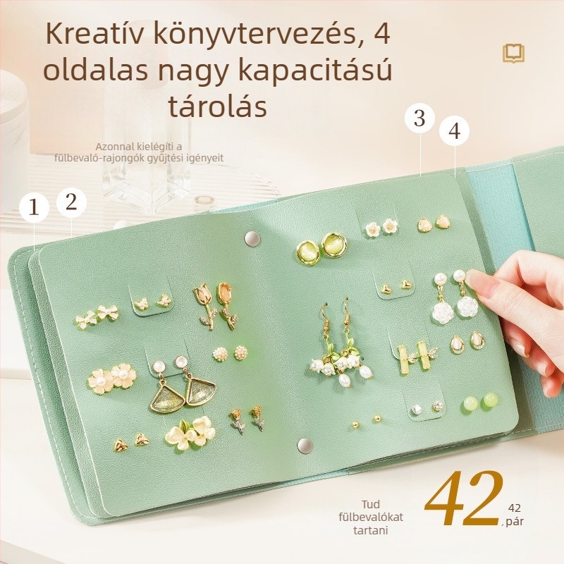 Fülbevaló tároló táska kreatív multifunkcionális fülbevaló tároló könyv hordozható fülbevaló ékszer táska nagy kapacitású ékszer tároló táska