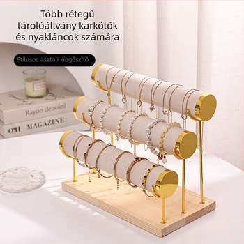 Karkötőtartó állvány, fém, többrétegű karkötő ékszertartó állvány, létra alakú óra karkötő tároló állvány, bársony ékszertartó
