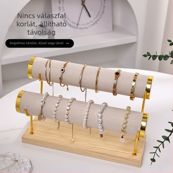 Karkötőtartó állvány, fém, többrétegű karkötő ékszertartó állvány, létra alakú óra karkötő tároló állvány, bársony ékszertartó
