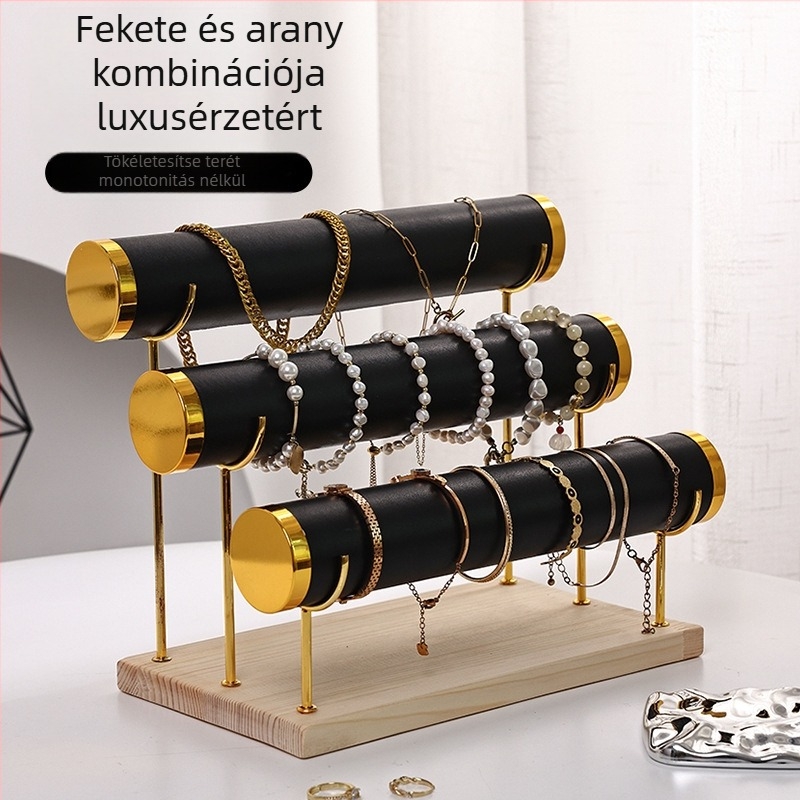 Karkötőtartó állvány, fém, többrétegű karkötő ékszertartó állvány, létra alakú óra karkötő tároló állvány, bársony ékszertartó