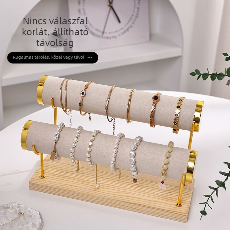 Karkötőtartó állvány, fém, többrétegű karkötő ékszertartó állvány, létra alakú óra karkötő tároló állvány, bársony ékszertartó