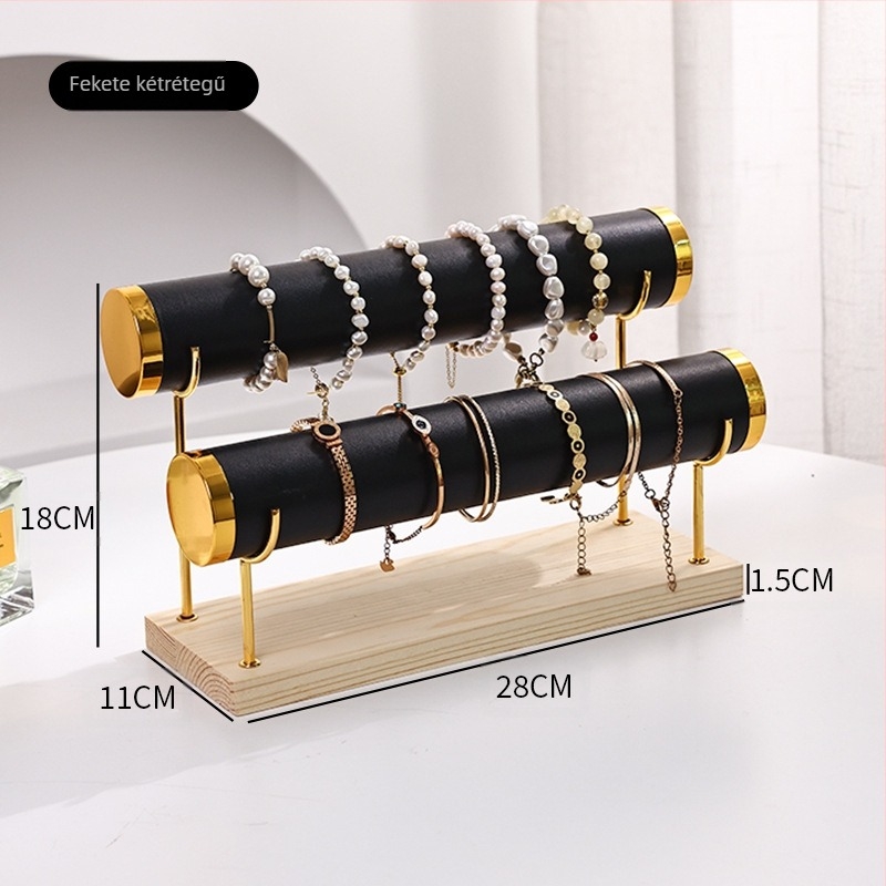 Karkötőtartó állvány, fém, többrétegű karkötő ékszertartó állvány, létra alakú óra karkötő tároló állvány, bársony ékszertartó