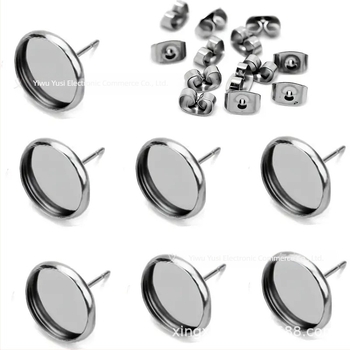 30 px/doboz üres fülbevaló domború kerek rozsdamentes acél kerek fülbevaló ékszerkészítési kellékekhez barkácsoláshoz