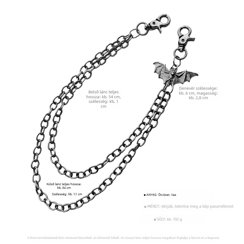 Az Amazon legkelendőbb főutcai divatos, sötét, divatos denevérnadrágja, láncos kiegészítők, farmernadrág, láncos öv, deréklánc, férfi nagykereskedelem