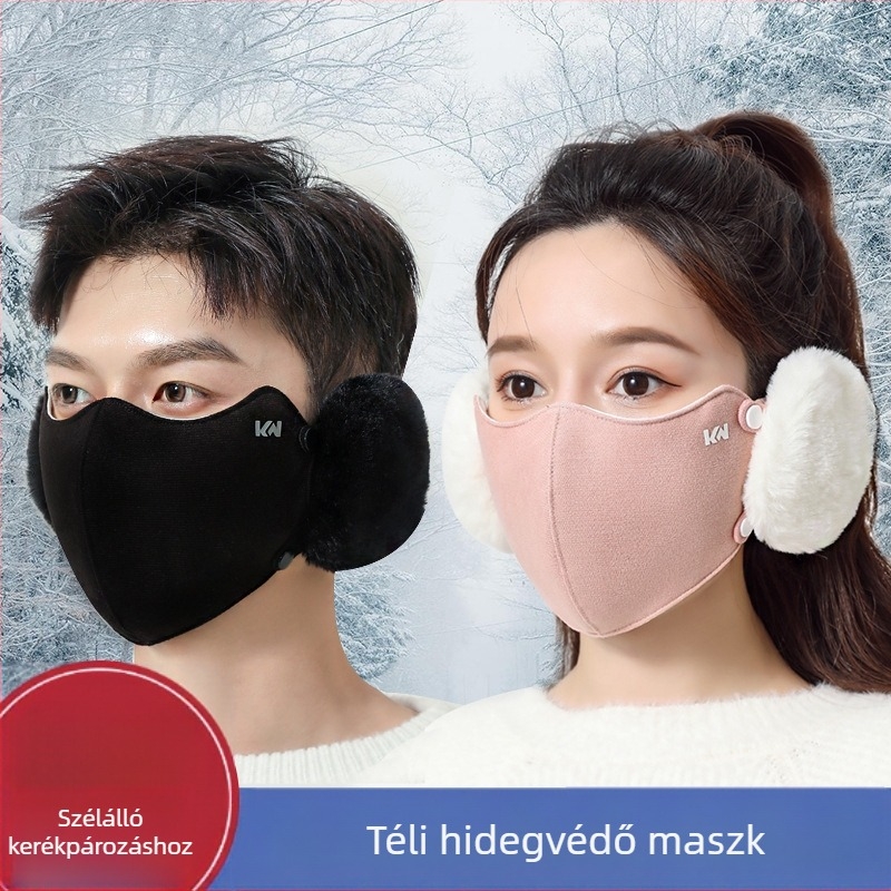 Új téli maszk, meleg, kettő az egyben, levehető arcvédő, divatos, hideg- és szélálló, polár béléssel ellátott, fagyálló kerékpáros fülvédők