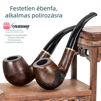 Futeng Pipe Factory Legnépszerűbb Ébenfa Pipa Gyantázás 9mm Füstszűrő Klasszikus Régimódi Tömörfa Festetlen Pipa